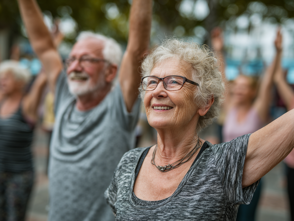Seniorzy korzystający z aplikacji zdrowotnych na tablecie